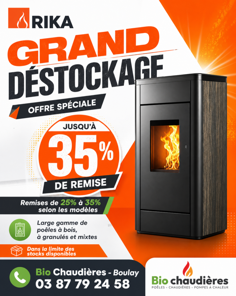 Déstockage de poêles à granulés, bois et mixtes